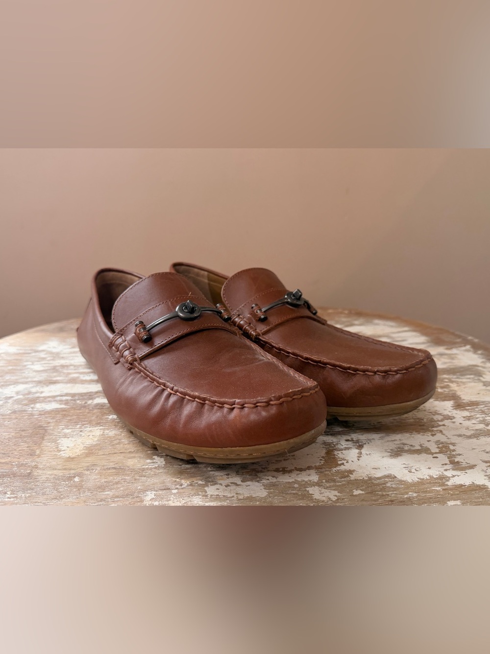 Coach Men's Mott Driver Size 11.5 Color Dark Saddle